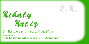 mihaly matiz business card